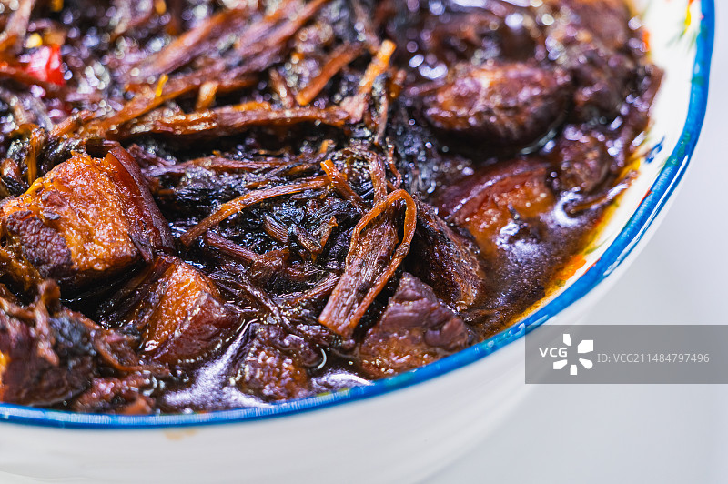 中国传统家常菜梅干菜烧肉图片素材