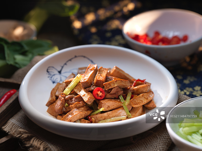 湖南菜香干炒肉图片素材