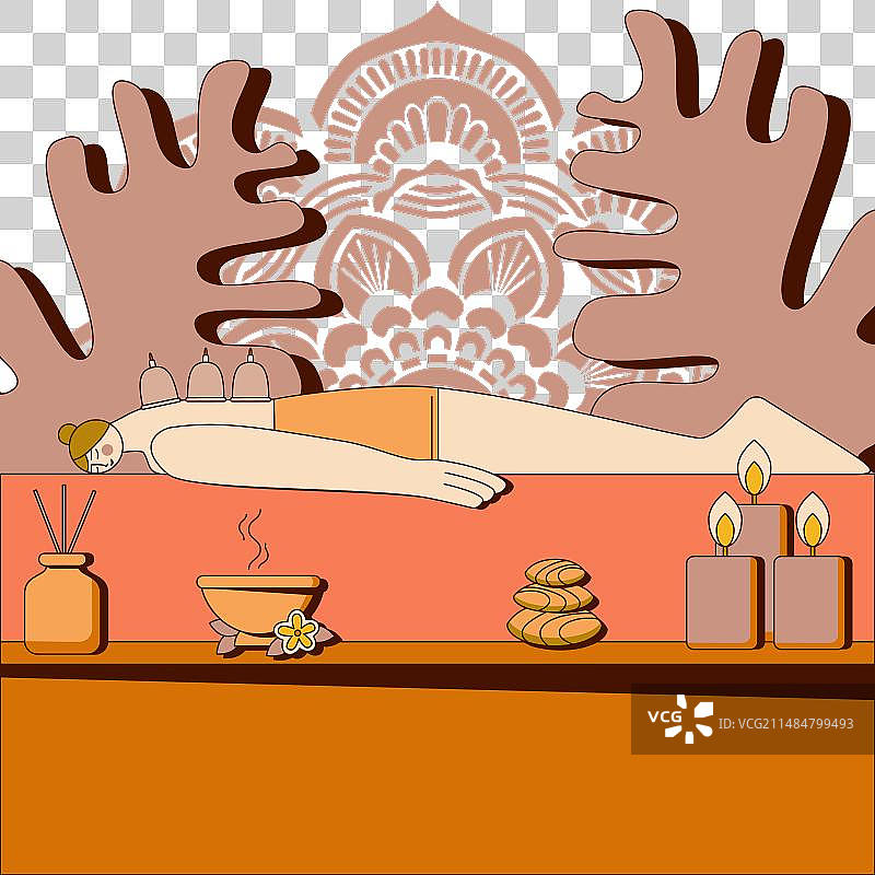 真空拔罐背部按摩分离图图片素材