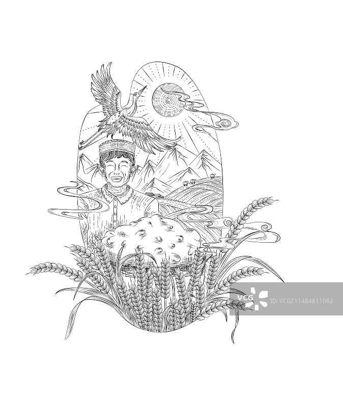 版刻插画图片素材