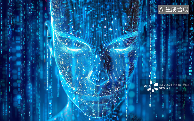 【AI数字艺术】蓝色数字人数据信息科技背景图片素材