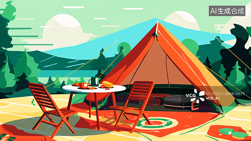 【AI数字艺术】美丽的自然风光露营旅游图片素材