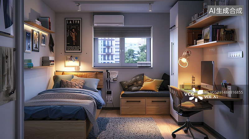 【AI数字艺术】现代风格的卧室图片素材