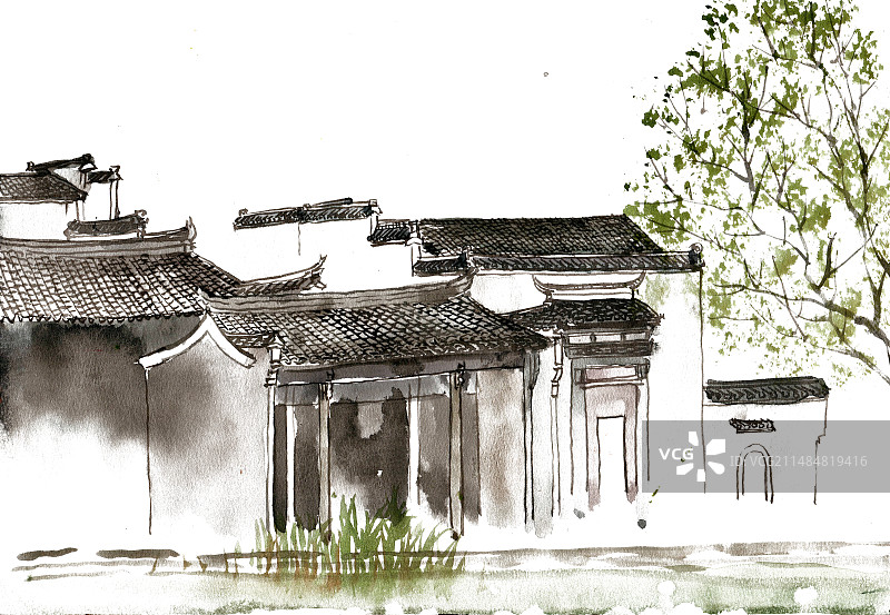 宁静的八卦村图片素材