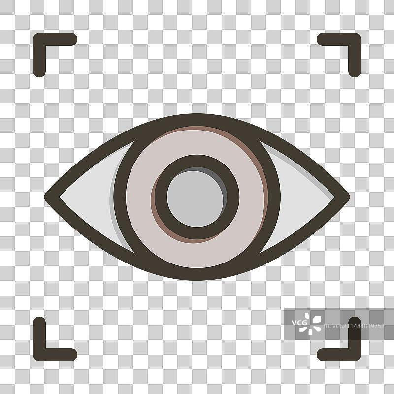 眼睛扫描粗线填充颜色图标图片素材