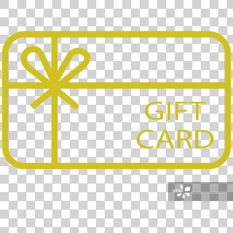 黄色线条礼品卡图标轮廓图片素材