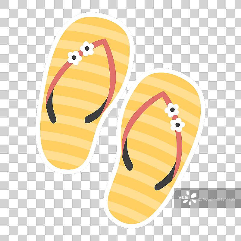 人字拖贴纸设计扁平风格人字拖图标图片素材