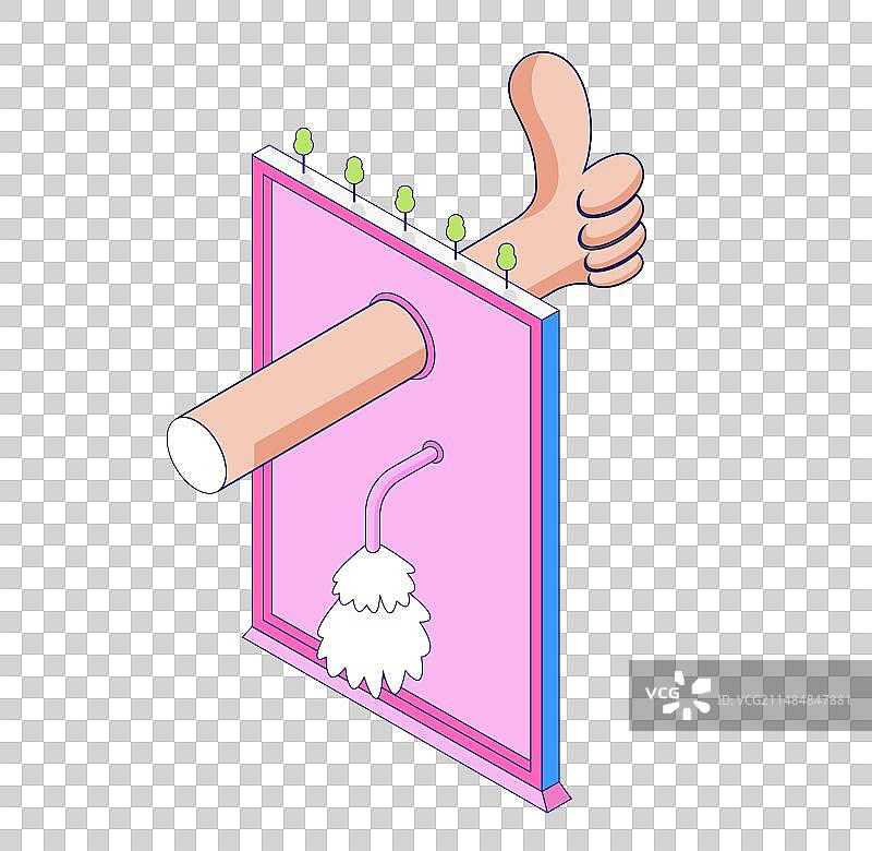 可爱的卡通2.5d任意门插画图片素材