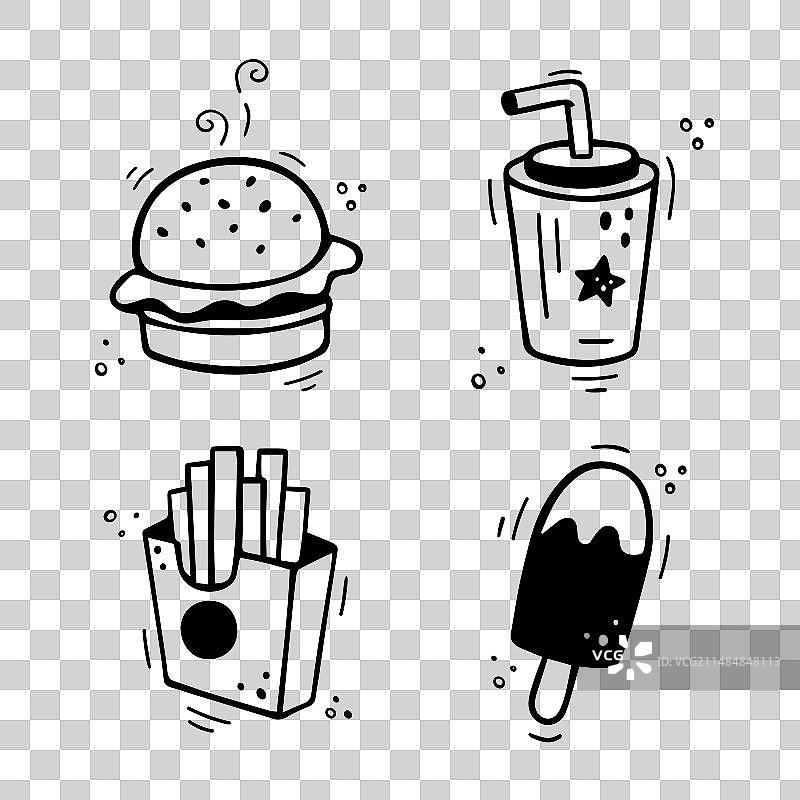 快餐套餐——汉堡薯条饮品冰淇淋图片素材