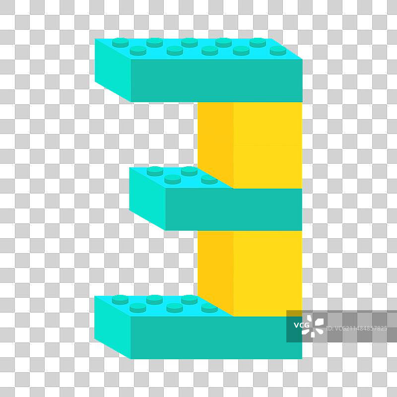 用彩色塑料积木搭建的三图片素材