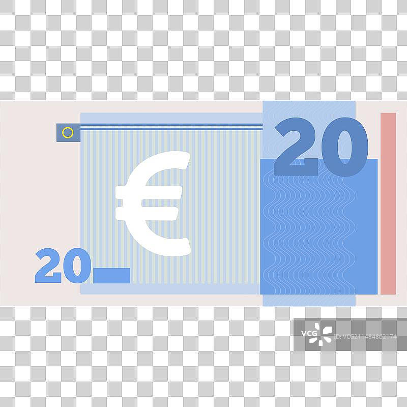 20欧元纸币图标（白色背景）图片素材