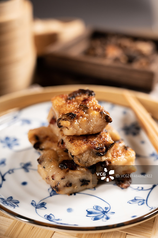 广式传统小吃萝卜糕多角度拍摄图片素材