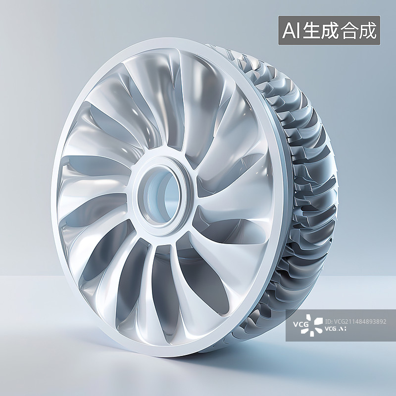 【AI数字艺术】灰色背景下的车轮特写镜头图片素材