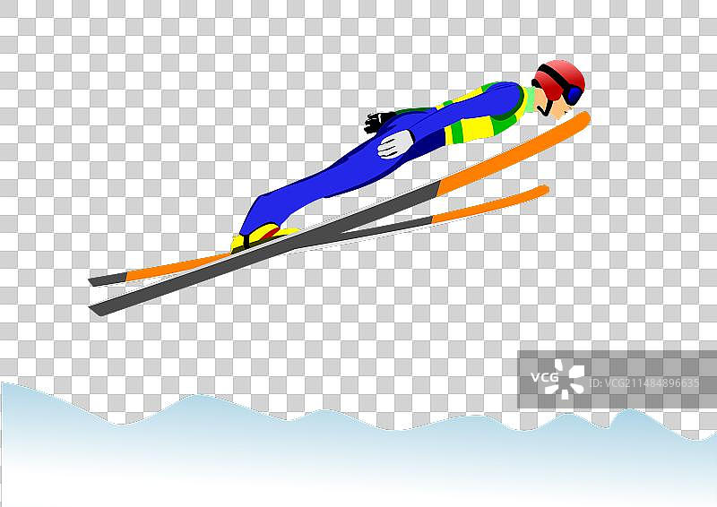 冬季运动剪影跳台滑雪3D彩色图片素材