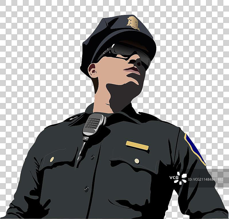 手绘3D对讲机警察图片素材