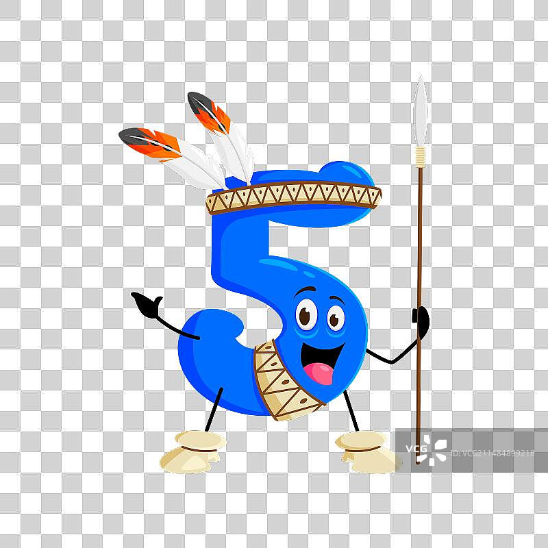 卡通数学数字印度人物，手持长矛图片素材