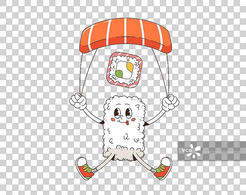 卡通复古时髦的降落伞寿司图片素材