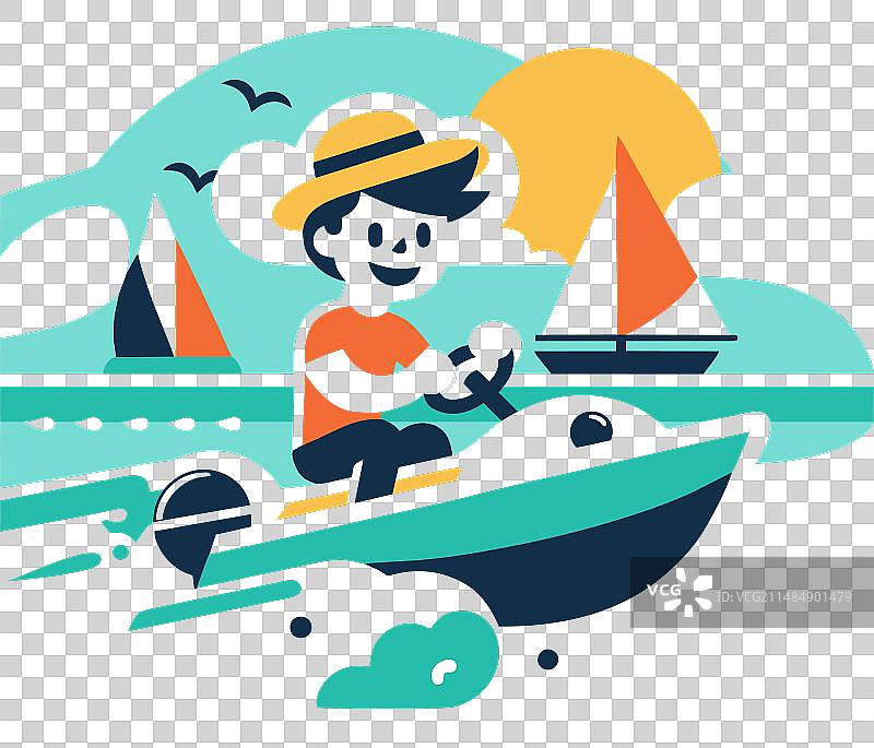 男子快乐地驾驶着摩托艇图片素材