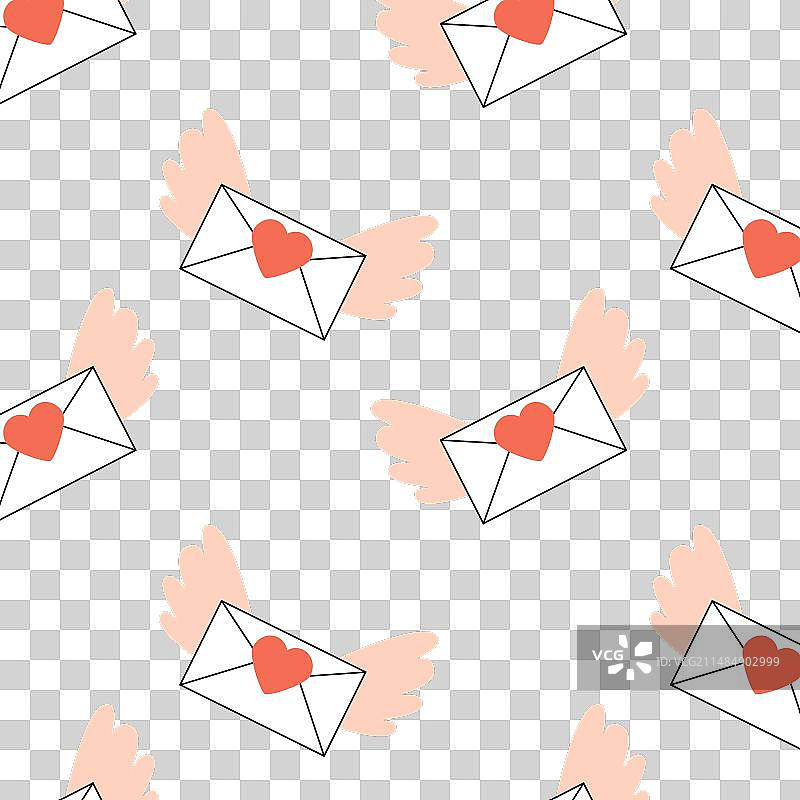 带翅膀的飞行情书和红心图片素材