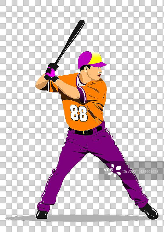 手绘3D棒球运动员图片素材