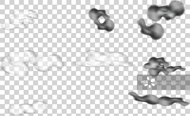 蓝色背景上的逼真云朵图片素材