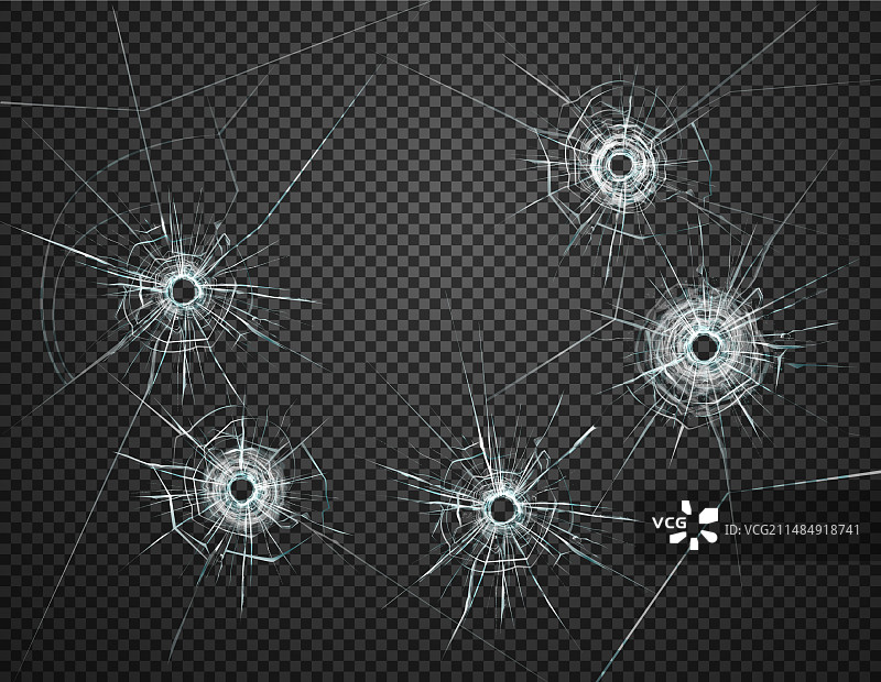 逼真透明玻璃子弹孔图片素材