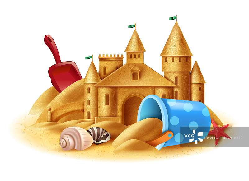 逼真的沙堡背景图片素材