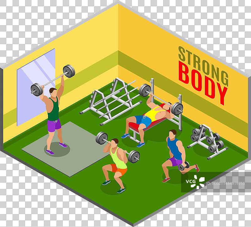 健美锻炼2.5D组合图片素材