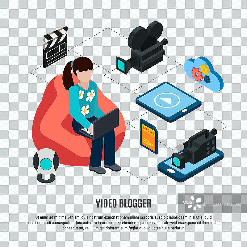Vlogger等距流程图背景图片素材