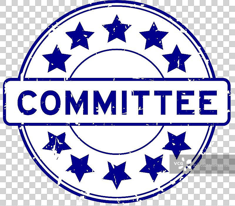 蓝色Grunge风格“委员会”圆形印章图片素材