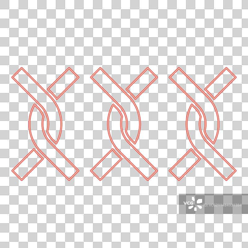 红色霓虹灯链条扭曲的金属丝图片素材