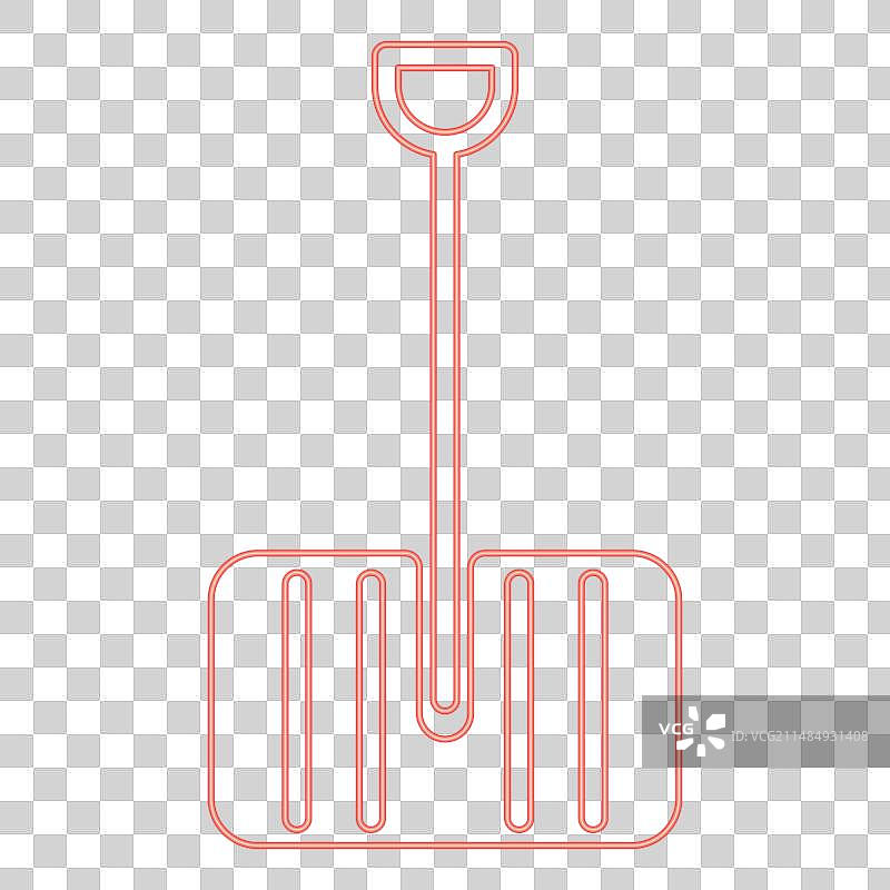 红色冬季雪铲霓虹灯图标图片素材