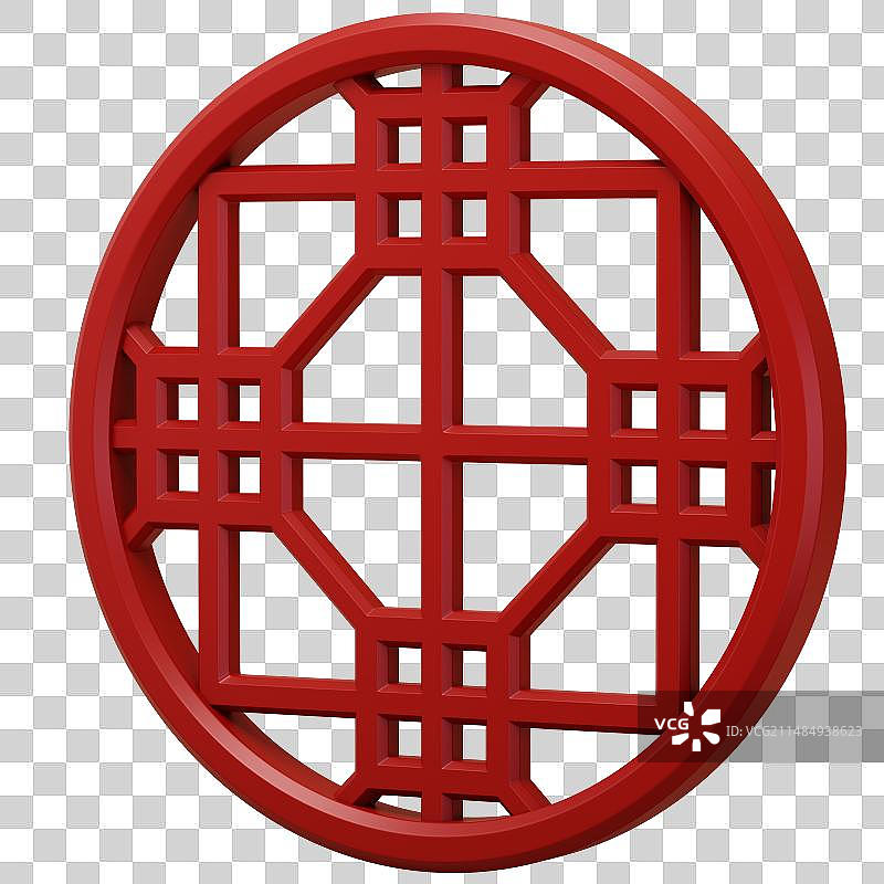 3D红色传统窗框图片素材