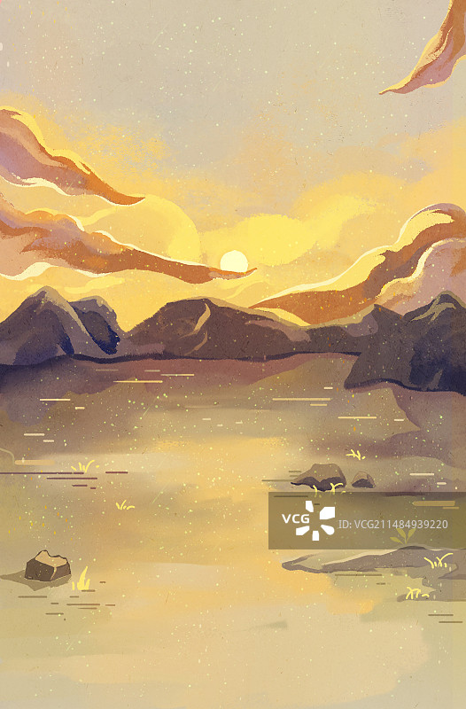 日光照耀下的云山远景图片素材