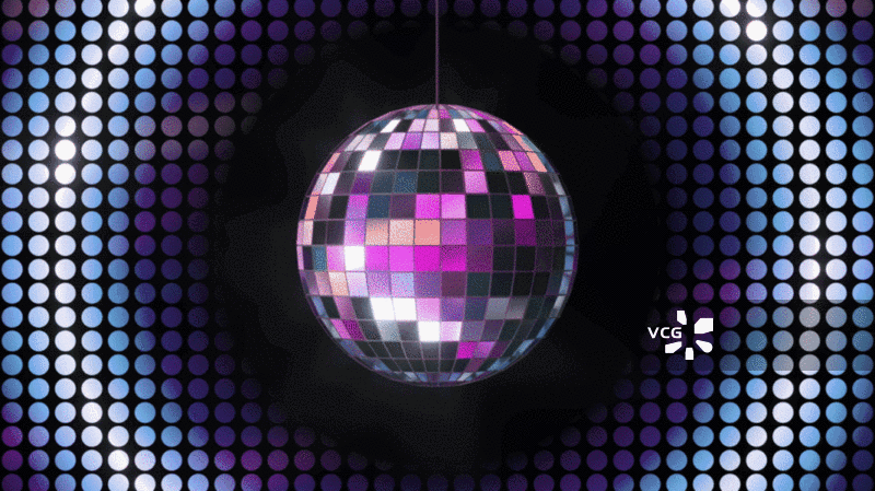 循环旋转的迪斯科球3D渲染图片素材