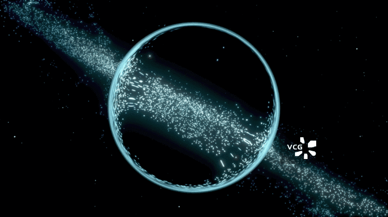 魔幻粒子特效与水晶球3D渲染图片素材