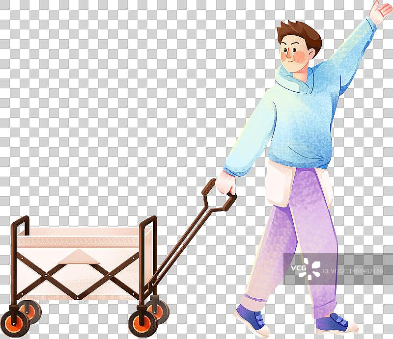 拉着露营车的男人图片素材