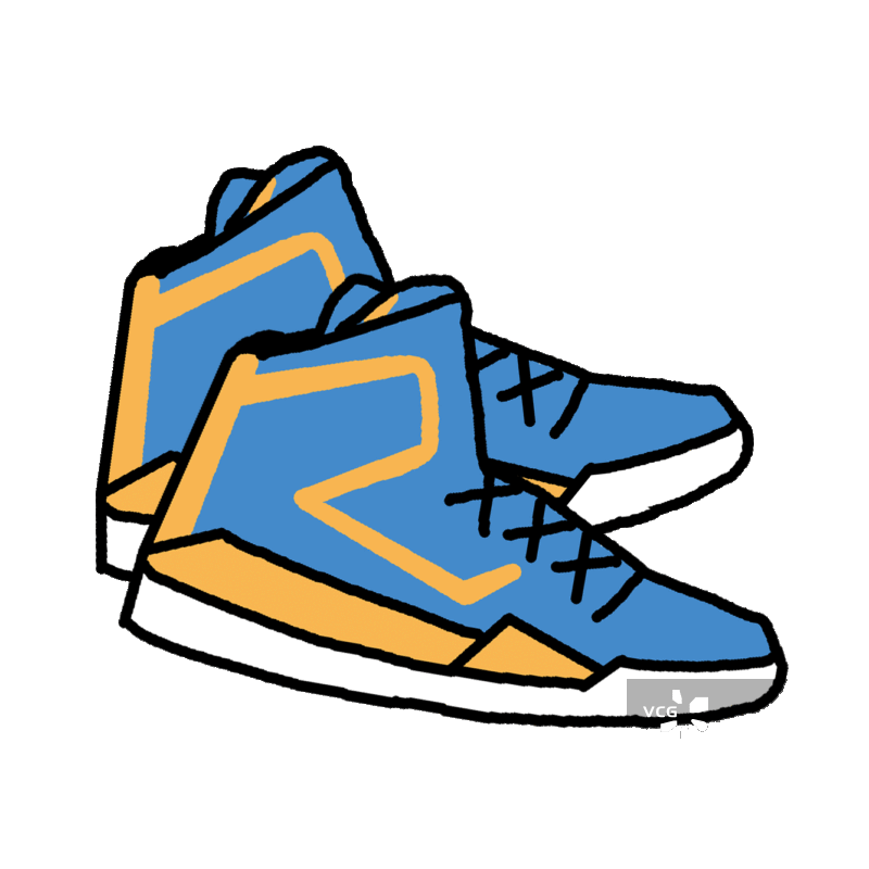 一双蓝色球鞋 手绘插画图片素材