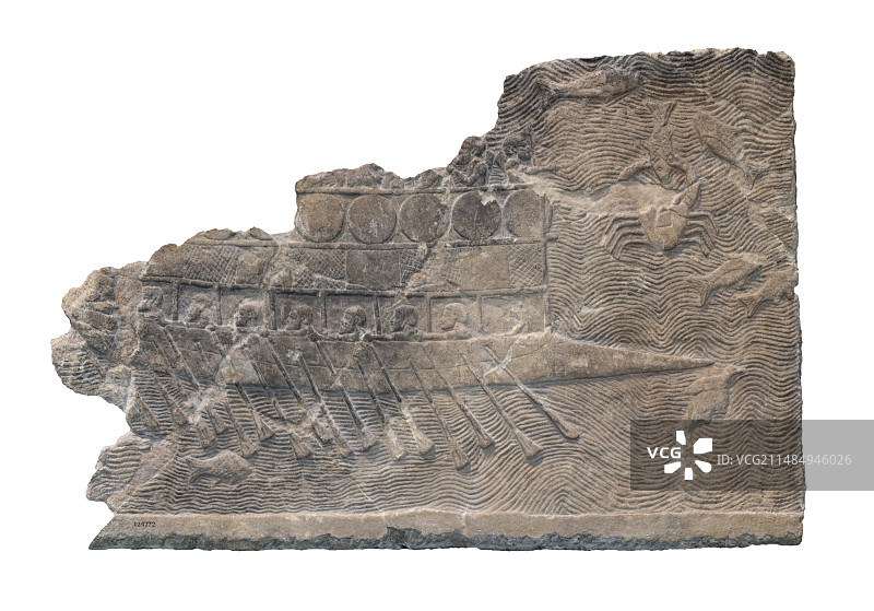 亚述双层战船浅浮雕图片素材