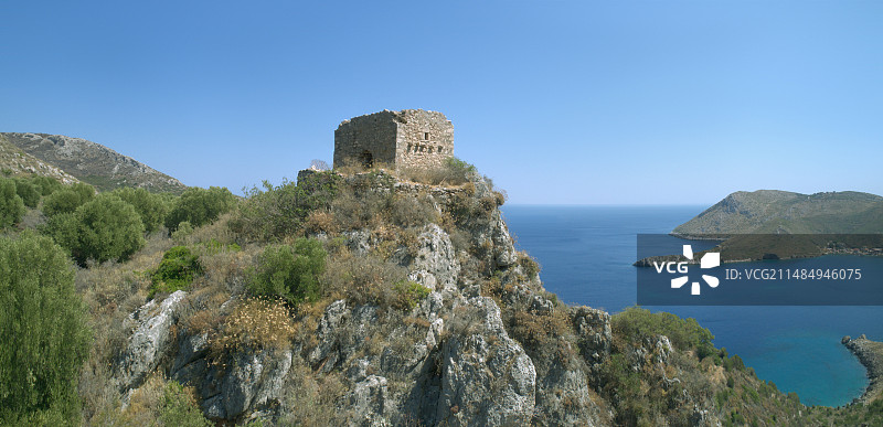 希腊卡吉奥港上方的全景图片素材