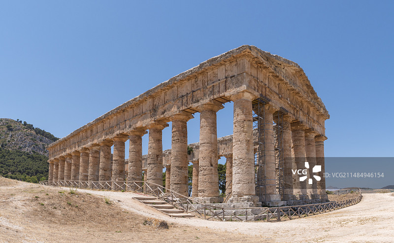 塞杰斯塔多立克柱式神庙全景图片素材