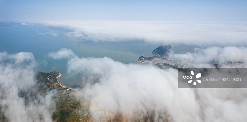 福建宁德福鼎嵛山岛海岛云海自然风光航拍图片素材