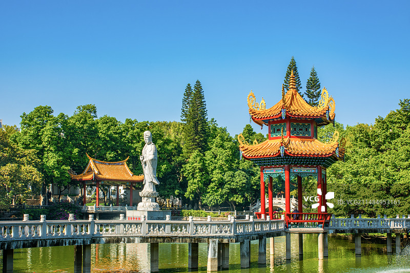 西禅古寺 报恩塔 观音菩萨雕像 福州 闽南寺庙 西禅寺 福州风光 历史文化景点 闽南风格 寺庙建筑图片素材