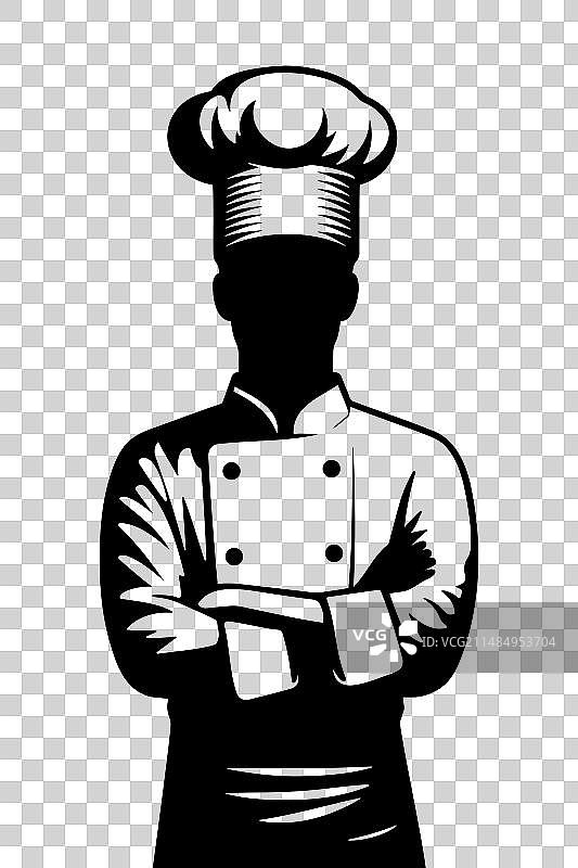 单色剪贴画扁平风格厨师肖像图片素材