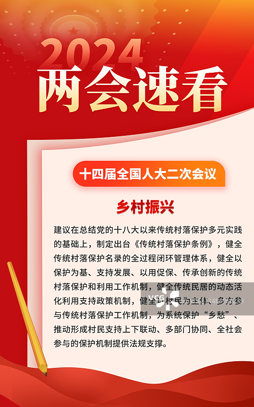 红色祖国党建竖版全国两会速看要览文字信息排版图片素材