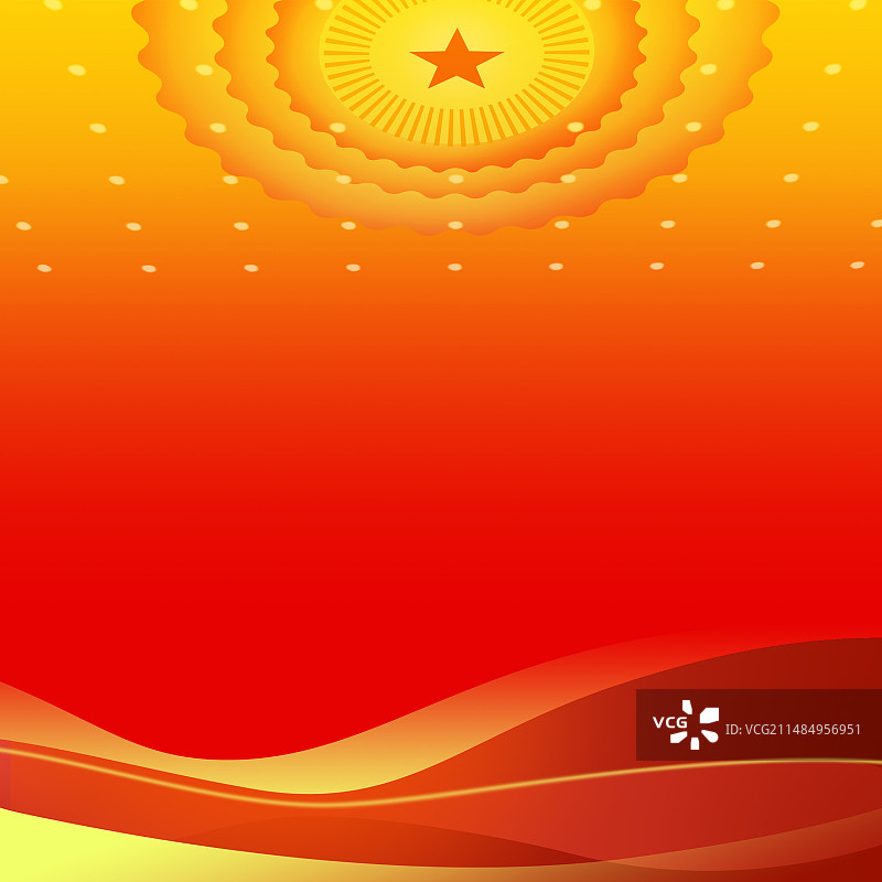 两会红色五角星旗帜布料曲线正方形插画图片素材