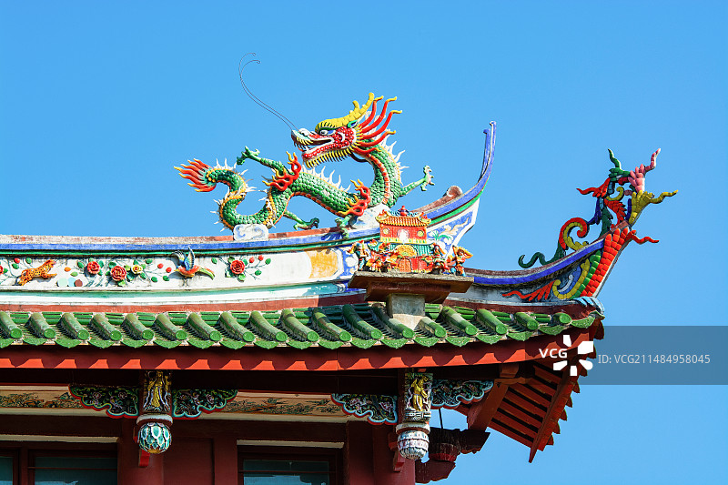 剪瓷龙 闽南建筑 剪瓷雕 剪瓷雕龙 闽南特色 屋脊 闽南风格 泉州 开元寺 历史文化景点图片素材