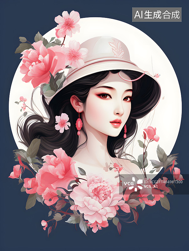 【AI数字艺术】艺术气质美女插画图片素材