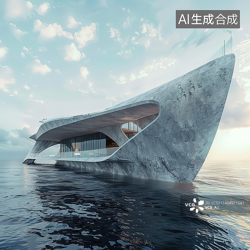 【AI数字艺术】海洋中的游艇图片素材