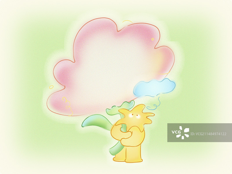 小人抱粉色花朵站在春天里横版背景图片素材